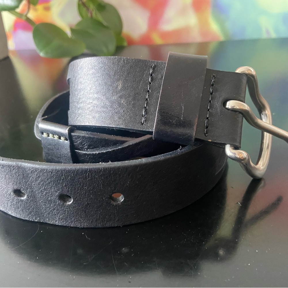 Unisex Fossil Black Leather Belt small